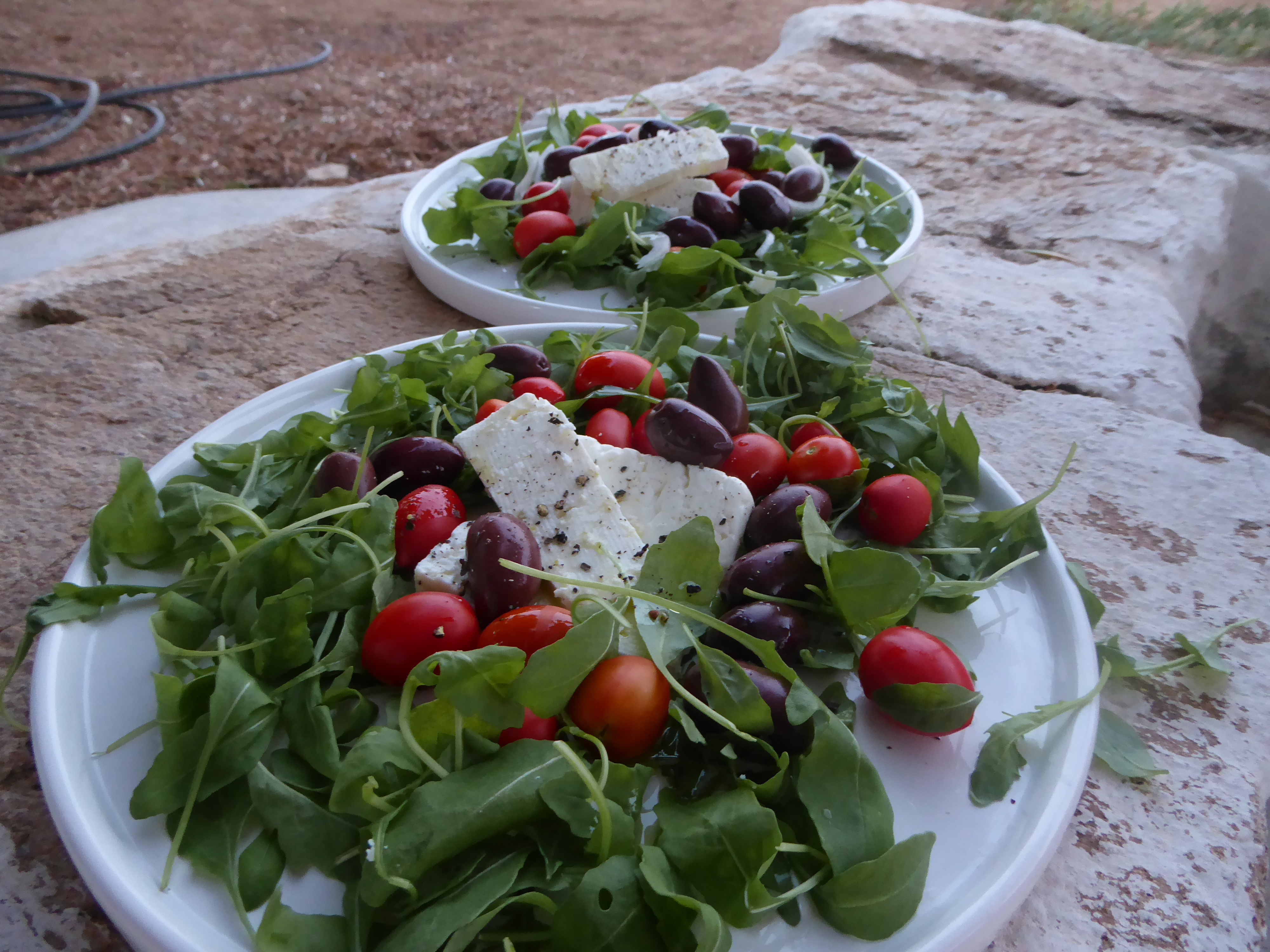 Gresk salat med egne grønnsaker 