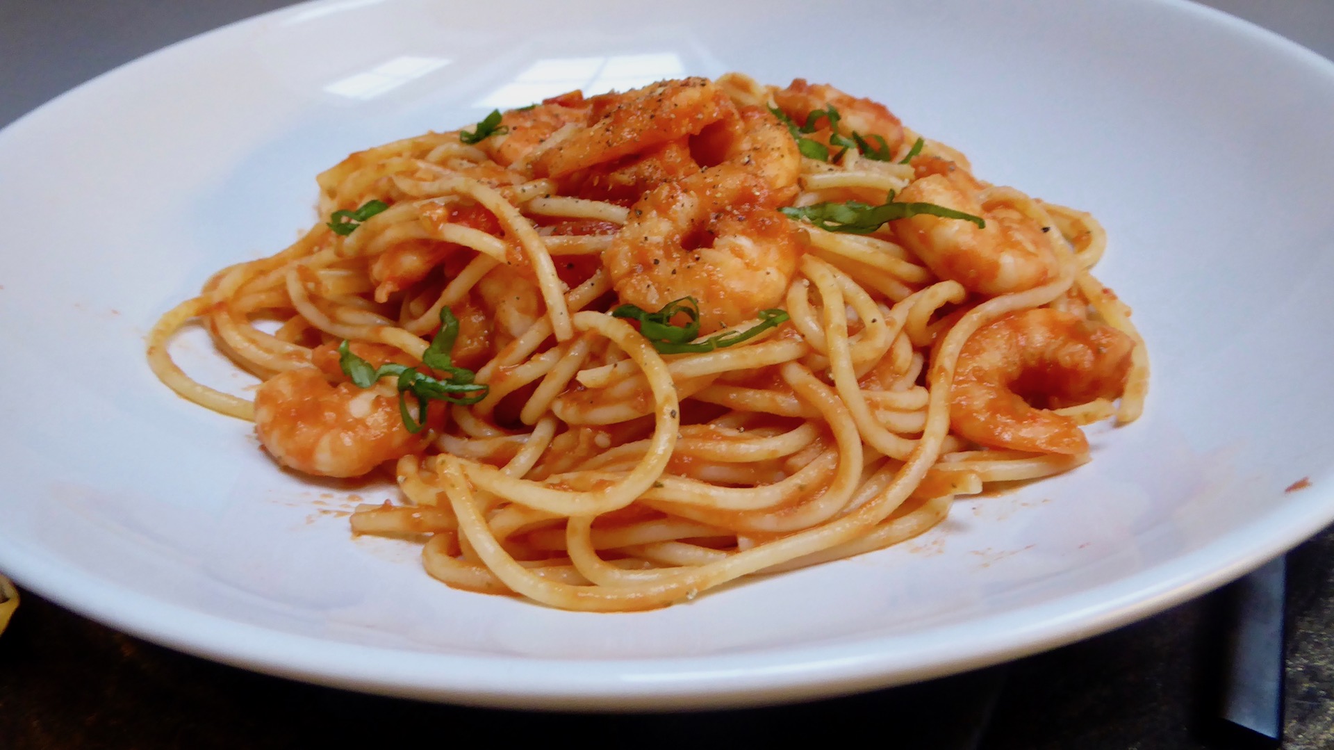 glutenfri pasta med scampi