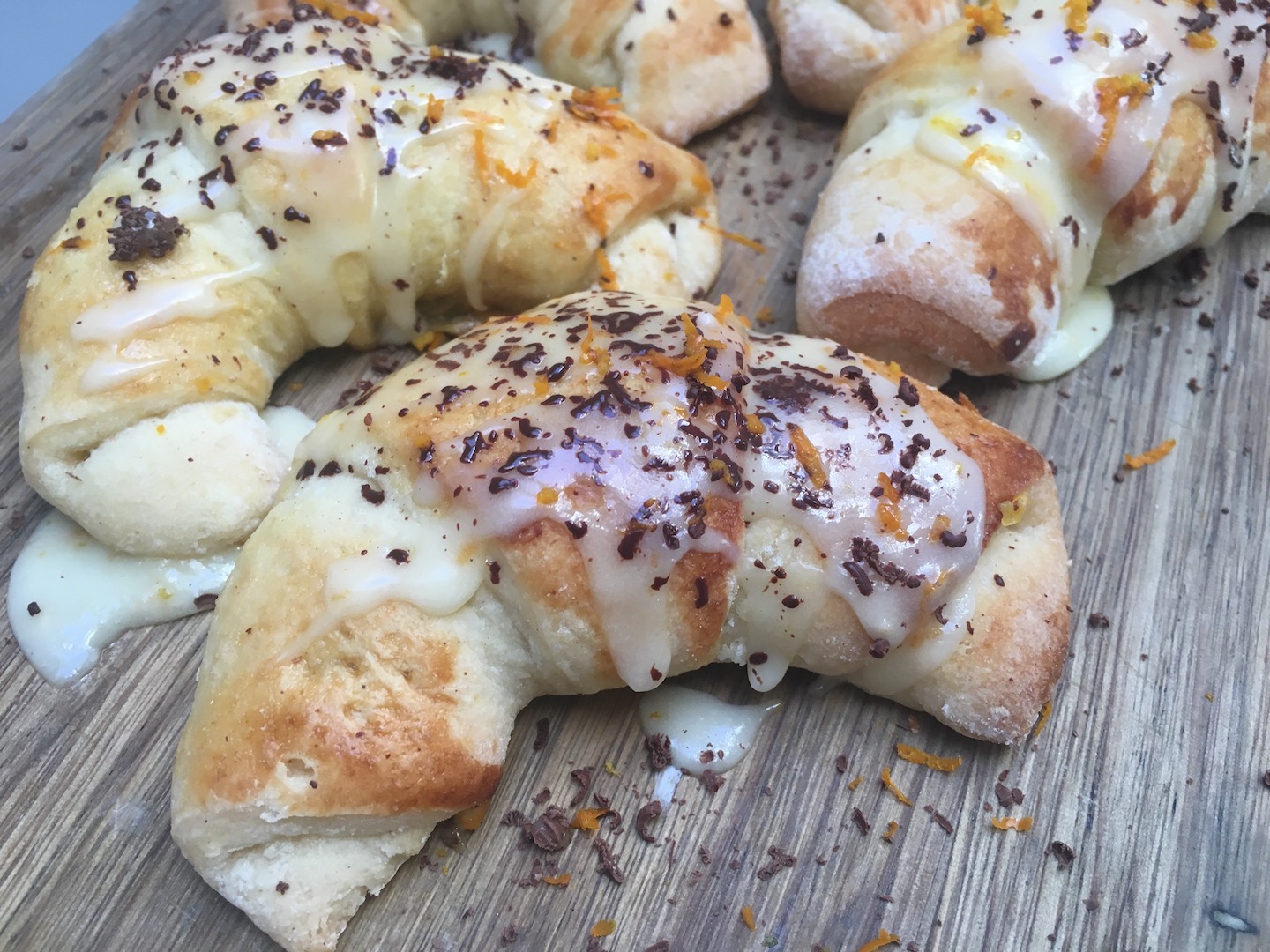 glutenfrie sjokoladehorn med appelsinglasur